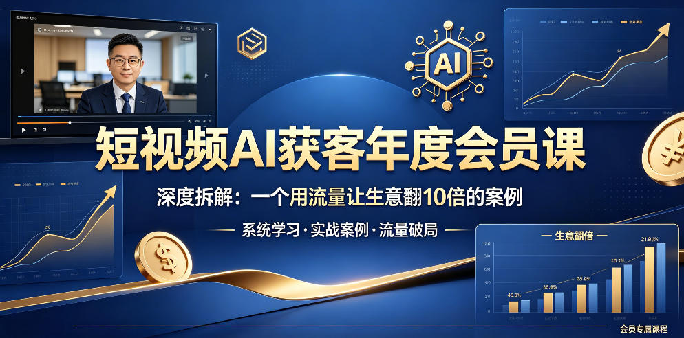 短视频AI获客年度会员课，深度拆解，一个用流量让生意翻10倍的案例-HEIXMI（中国站）
