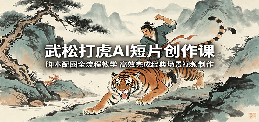 武松打虎AI短片创作课：脚本配图全流程教学，高效完成经典场景视频制作-HEIXMI（中国站）