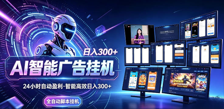 AI智能广告挂G项目，无需人工，单机稳定日入200+，可矩阵放大，24小时不间断刷广告賺收益【揭秘】-HEIXMI（中国站）