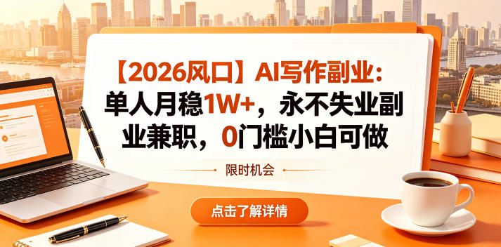 【2026风口】AI写作副业：单人月稳1W+，永不失业副业兼职，0门槛小白可做【揭秘】-HEIXMI（中国站）