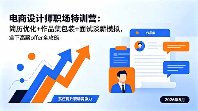电商设计师职场特训营：简历优化+作品集包装+面试谈薪模拟，拿下高薪offer全攻略-HEIXMI（中国站）