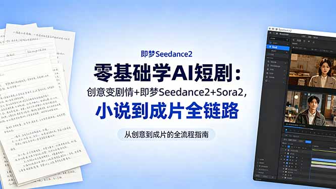 零基础学AI短剧：创意变剧情+即梦Seedance2+Sora2，小说到成片全链路-HEIXMI（中国站）
