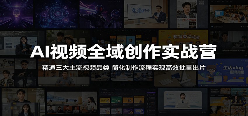 AI视频全域创作实战营：精通三大主流视频品类，简化制作流程实现高效批量出片-HEIXMI（中国站）
