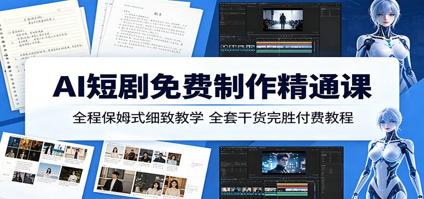 AI短剧免费制作精通课：全程保姆式细致教学，全套干货完胜付费教程-HEIXMI（中国站）
