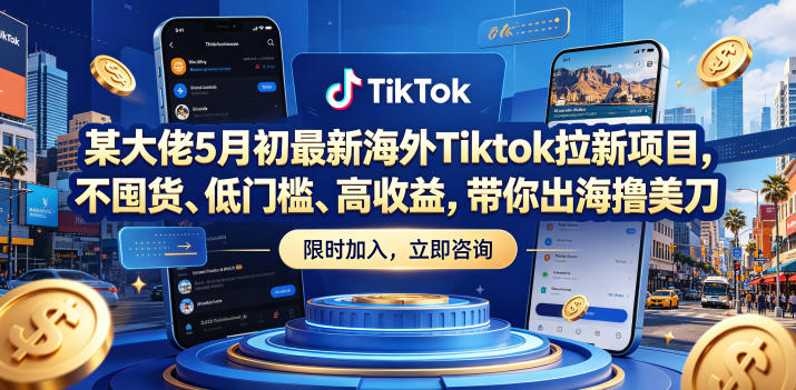 某大佬5月初最新海外Tiktok拉新项目，不囤货、低门槛、高收益，带你出海撸美刀-HEIXMI（中国站）