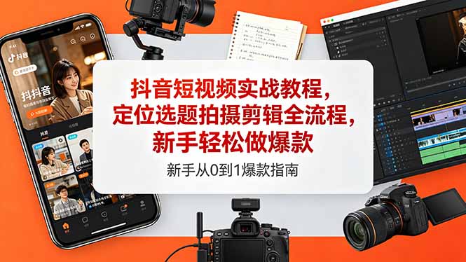 抖音短视频实战教程，定位选题拍摄剪辑全流程，新手轻松做爆款-HEIXMI（中国站）