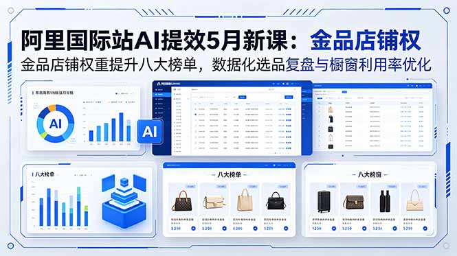 阿里国际站AI提效5月新课：金品店铺权重提升八大榜单，数据化选品复盘与橱窗利用率优化-HEIXMI（中国站）