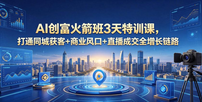 AI创富火箭班3天特训课，打通同城获客+商业风口+直播成交全增长链路，2026年4月新课-HEIXMI（中国站）