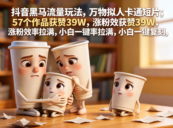 抖音黑马流量玩法，万物拟人卡通短片，57个作品获赞39W，涨粉效率拉满，小白一键复刻，保姆级拆解-HEIXMI（中国站）