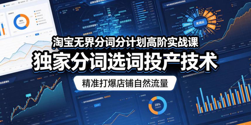 淘宝无界分词分计划高阶实战课，独家分词选词投产技术，精准打爆店铺自然流量-HEIXMI（中国站）