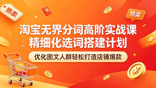 淘宝无界分词高阶实战课 精细化选词搭建计划 优化图文人群轻松打造店铺爆款-HEIXMI（中国站）