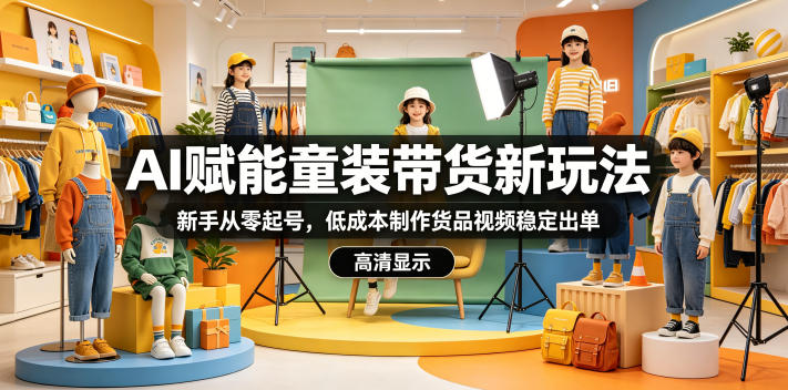 AI赋能童装带货新玩法，新手从零起号，低成本制作货品视频稳定出单-HEIXMI（中国站）