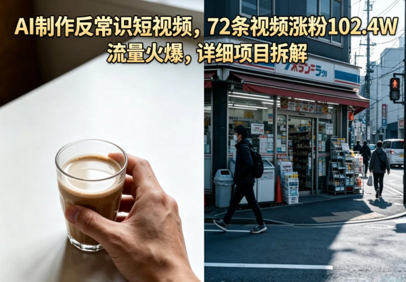 AI制作反常识短视频，72条视频涨粉102.4W，流量火爆，详细项目拆解-HEIXMI（中国站）