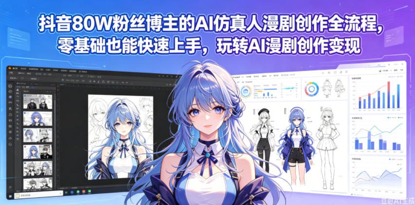 抖音80W粉丝博主的AI仿真人漫剧创作全流程，零基础也能快速上手，玩转AI漫剧创作变现-HEIXMI（中国站）