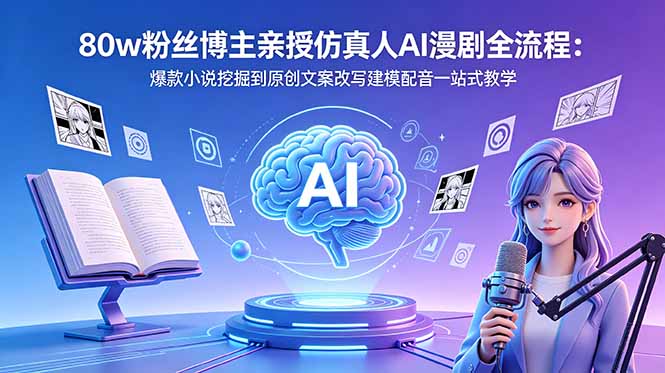 80w粉丝博主亲授仿真人AI漫剧全流程：爆款小说挖掘到原创文案改写建模配音一站式教学-HEIXMI（中国站）