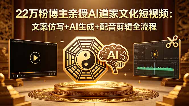 22万粉博主亲授AI道家文化短视频：文案仿写+AI生成+配音剪辑全流程-HEIXMI（中国站）
