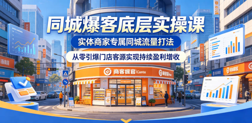 同城爆客底层实操课，实体商家专属同城流量打法，从零引爆门店客源实现持续盈利增收-HEIXMI（中国站）