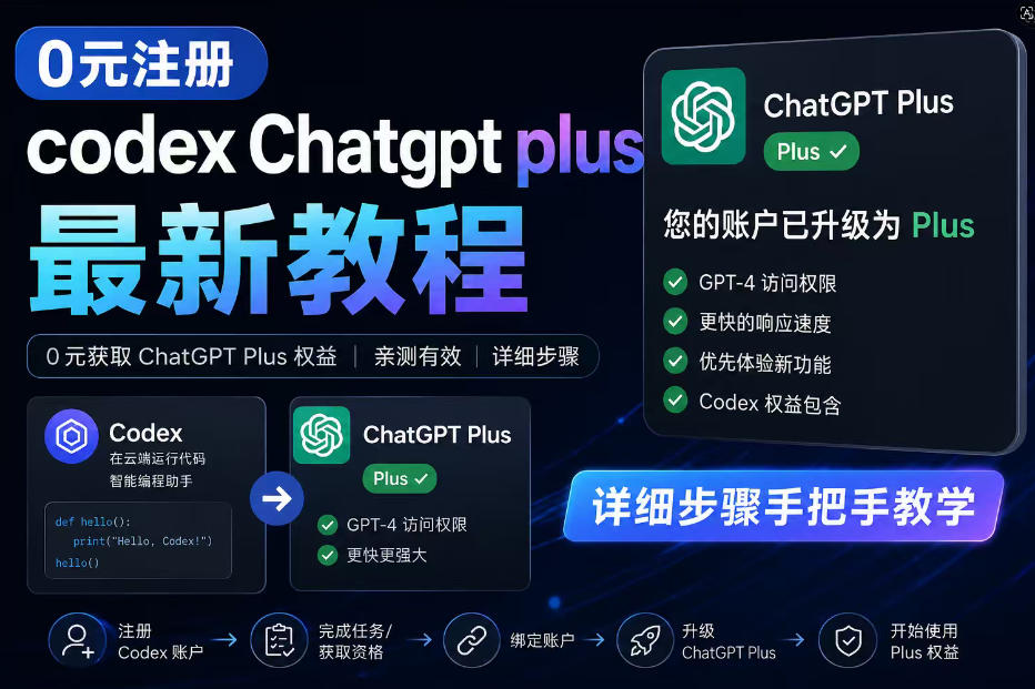 0元全自动注册codex gpt plus最新教程，0元获取GPT Plus权益，手把手详细教学-HEIXMI（中国站）