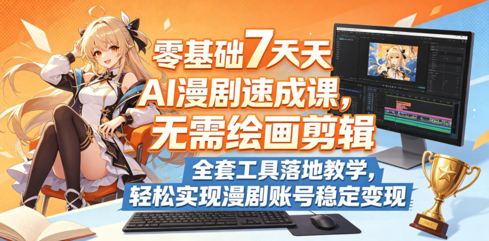 零基础7天AI漫剧速成课，无需绘画剪辑，全套工具落地教学，轻松实现漫剧账号稳定变现-HEIXMI（中国站）