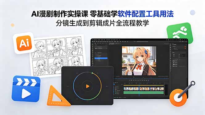 AI漫剧制作实操课 零基础学软件配置工具用法 分镜生成到剪辑成片全流程教学-HEIXMI（中国站）