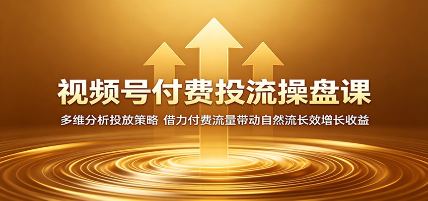 视频号付费投流操盘课：多维分析投放策略，借力付费流量带动自然流长效增长收益-HEIXMI（中国站）