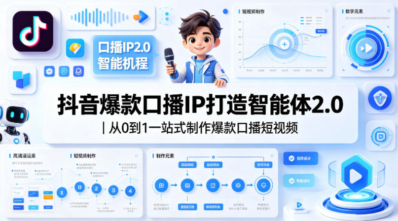抖音爆款口播IP打造智能体2.0｜从0到1一站式制作爆款口播短视频-HEIXMI（中国站）