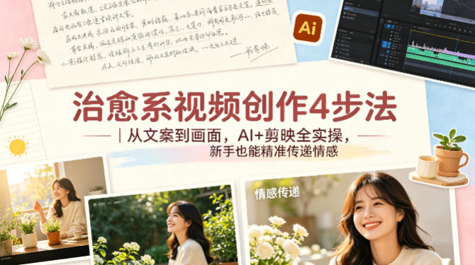 治愈系视频创作4步法｜从文案到画面，AI+剪映全实操，新手也能精准传递情感-HEIXMI（中国站）
