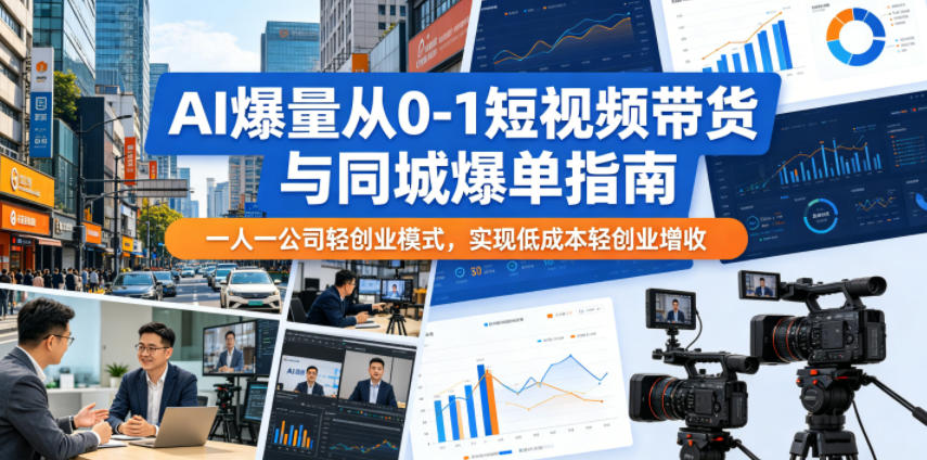 AI爆量从0-1短视频带货与同城爆单指南，一人一公司轻创业模式，实现低成本轻创业增收-HEIXMI（中国站）
