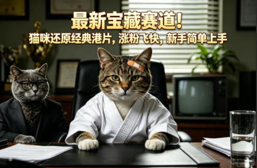 最新宝藏赛道！猫咪还原经典港片，涨粉飞快，新手简单上手-HEIXMI（中国站）