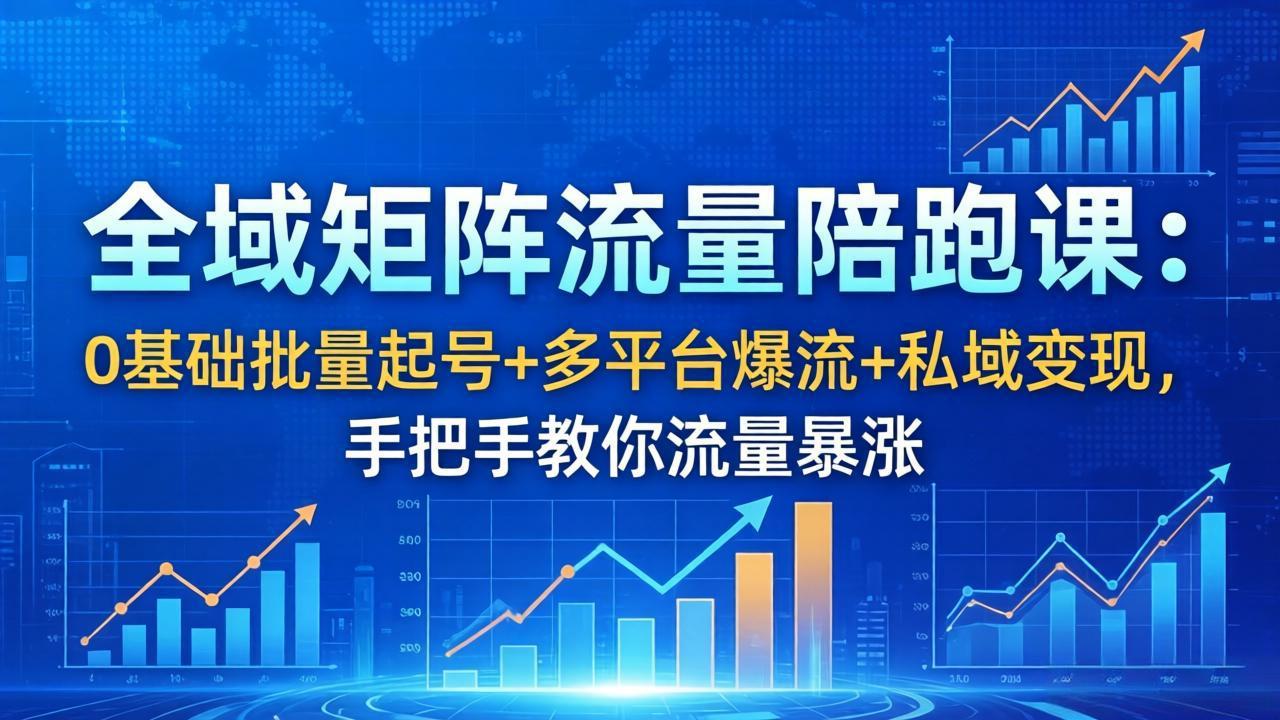 全域矩阵流量陪跑课：0基础批量起号+多平台爆流+私域变现，手把手教你流量暴涨-HEIXMI（中国站）