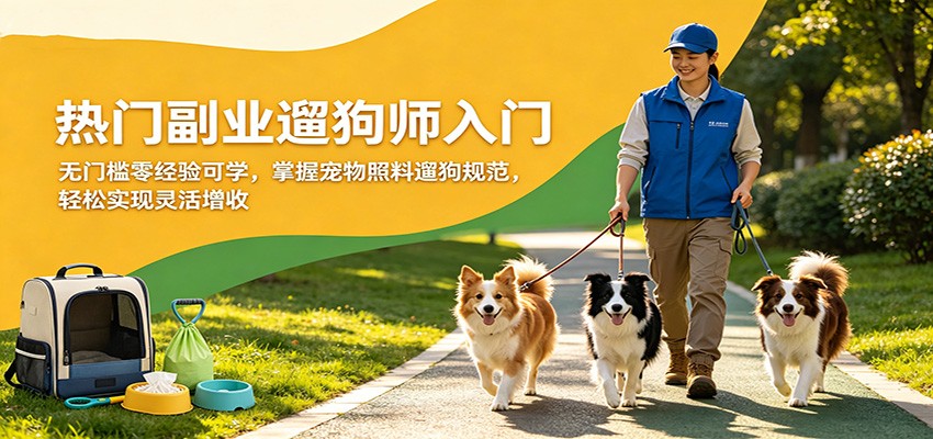 热门副业遛狗师入门，无门槛零经验可学，掌握宠物照料遛狗规范，轻松实现灵活增收-HEIXMI（中国站）