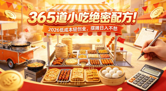 365道小吃绝密配方！2026低成本轻创业，摆摊日入不愁-HEIXMI（中国站）