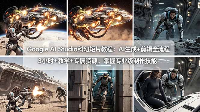 Google AI Studio科幻短片教程：AI生成+剪辑全流程，3小时+教学+专属资源，掌握专业级制作技能-HEIXMI（中国站）
