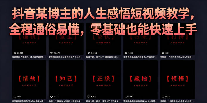 抖音某博主的灰太狼人生感悟短视频教学，全程通俗易懂，零基础也能快速上手-HEIXMI（中国站）