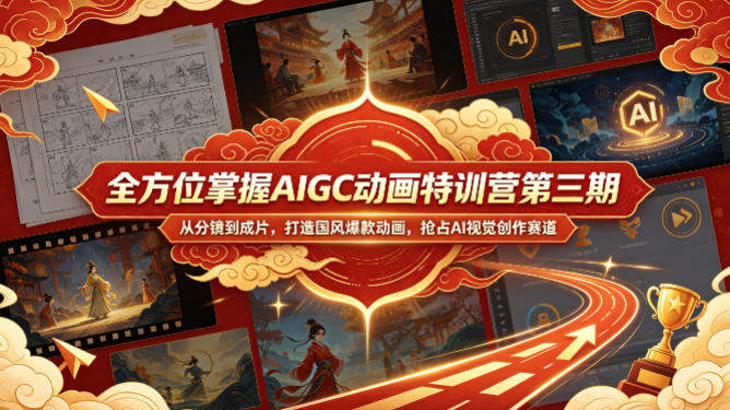 全方位掌握AIGC动画特训营第三期，从分镜到成片，打造国风爆款动画，抢占AI视觉创作赛道红利-HEIXMI（中国站）