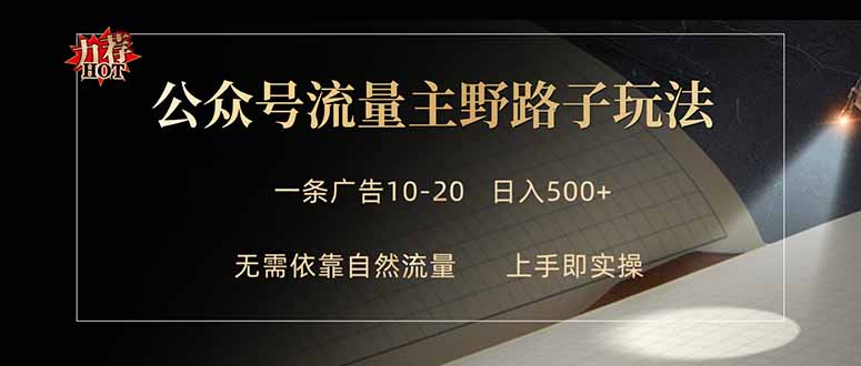 公众号流量主野路子玩法 单条广告10-20元 日入500+-HEIXMI（中国站）