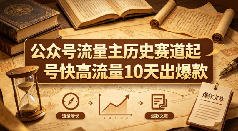 公众号流量主之历史赛道，起号快+高流量，10天就能出爆款！-HEIXMI（中国站）