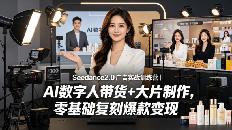 Seedance2.0广告实战训练营｜AI数字人带货+大片制作，零基础复刻爆款变现-HEIXMI（中国站）