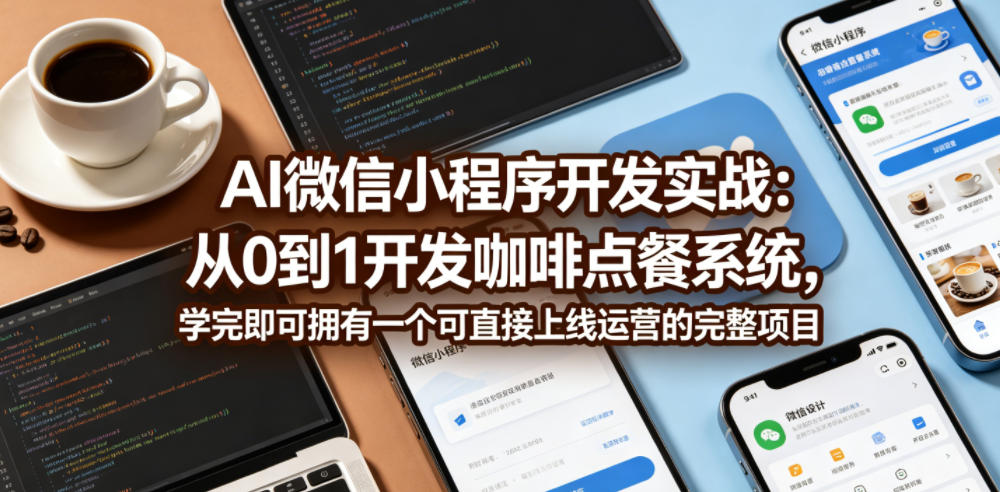 AI微信小程序开发实战：从0到1开发咖啡点餐系统，学完即可拥有一个可直接上线运营的完整项目-HEIXMI（中国站）