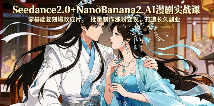 Seedance2.0+NanoBanana2 AI漫剧实战课，零基础复刻爆款成片涨粉变现，打造长久副业收益-HEIXMI（中国站）
