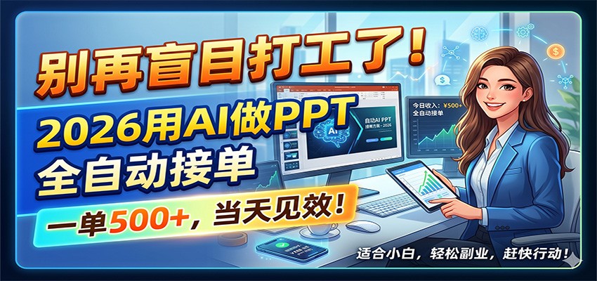 别再盲目打工了！2026用AI做PPT全自动接单，一单5张+，当天见效！-HEIXMI（中国站）