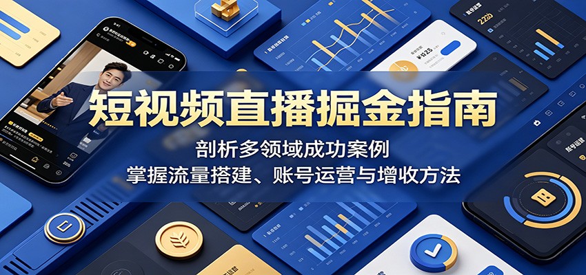 短视频直播掘金指南：剖析多领域成功案例，掌握流量搭建、账号运营与增收方法-HEIXMI（中国站）