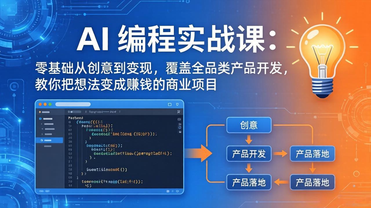 AI编程实战课-第三期-5月更新：零基础从创意到变现，覆盖全品类产品开发，把想法变成赚钱项目-HEIXMI（中国站）