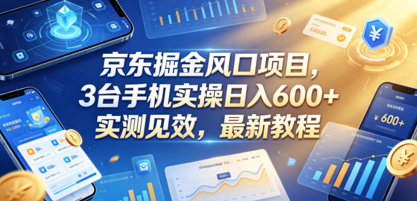 京东掘金风口项目，3台手机实操日入600+，实测见效，最新教程【揭秘】-HEIXMI（中国站）