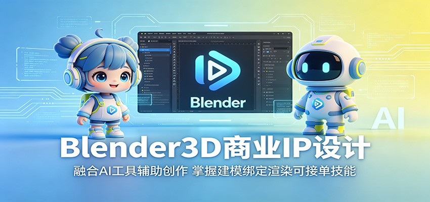 Blender3D商业IP设计：融合AI工具辅助创作，掌握建模绑定渲染可接单技能-HEIXMI（中国站）