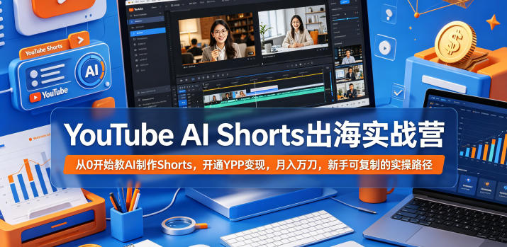 YouTube AI Shorts出海实战营，从0开始教AI制作Shorts，开通YPP变现，月入万刀，新手可复制的实操路径-HEIXMI（中国站）