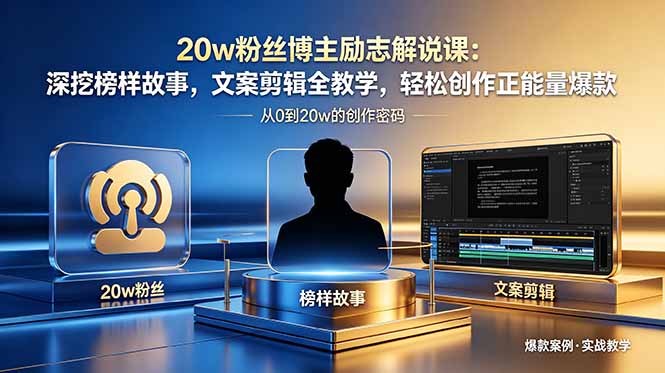 20w粉丝博主励志解说课：深挖榜样故事，文案剪辑全教学，轻松创作正能量爆款-HEIXMI（中国站）