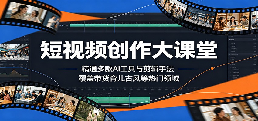 短视频创作大课堂：精通多款AI工具与剪辑手法，覆盖带货、育儿、古风等热门领域-HEIXMI（中国站）