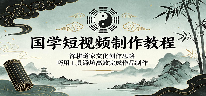 国学短视频制作教程：深耕道家文化创作思路，巧用工具避坑高效完成作品制作-HEIXMI（中国站）