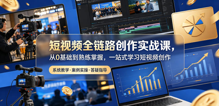 短视频全链路创作实战课，从0基础到熟练掌握，一站式学习短视频创作-HEIXMI（中国站）
